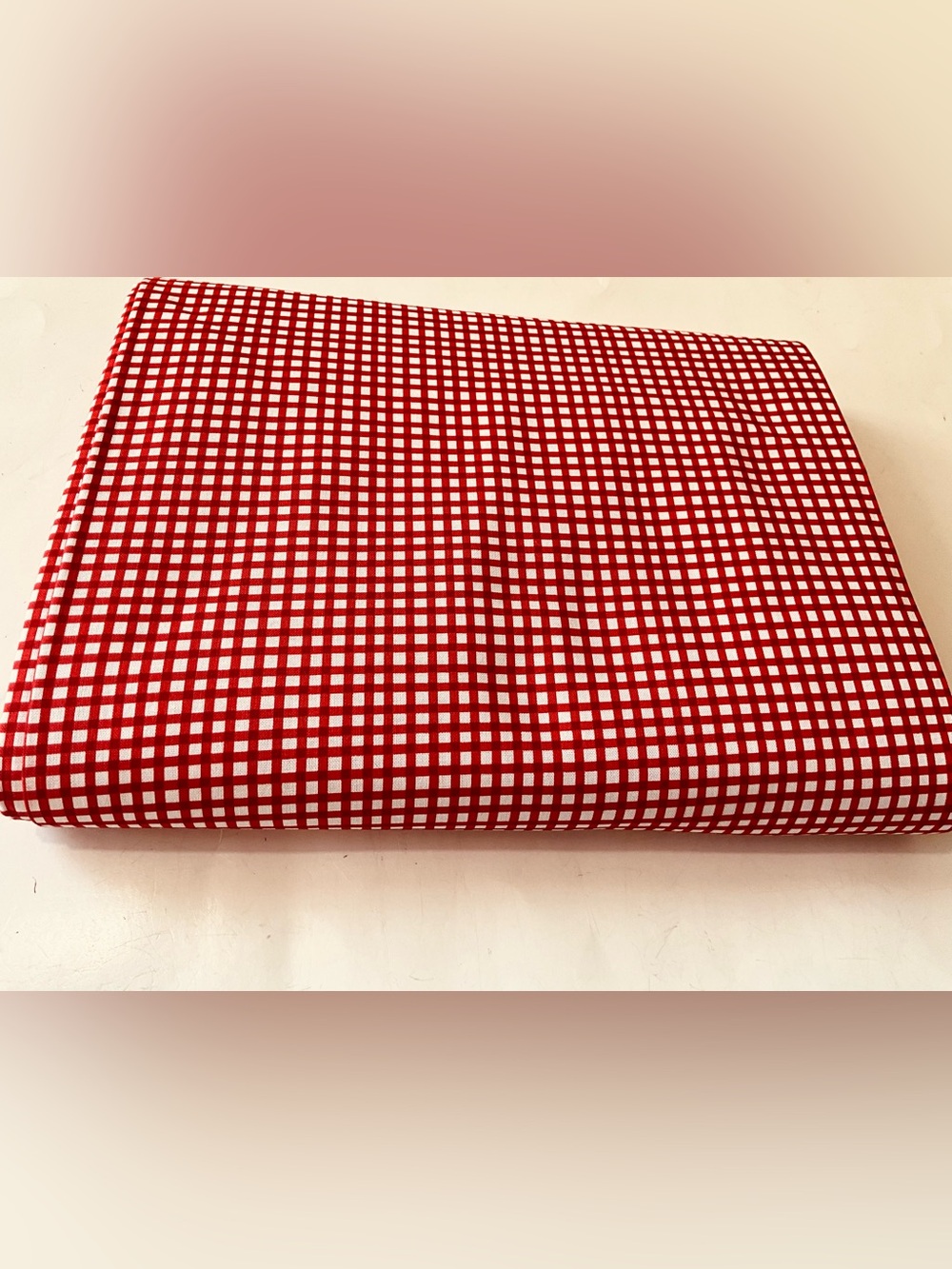 Quilting Sewing Fabric Loralie Designs Chicker Check Red White VTG Cotton 2.15y